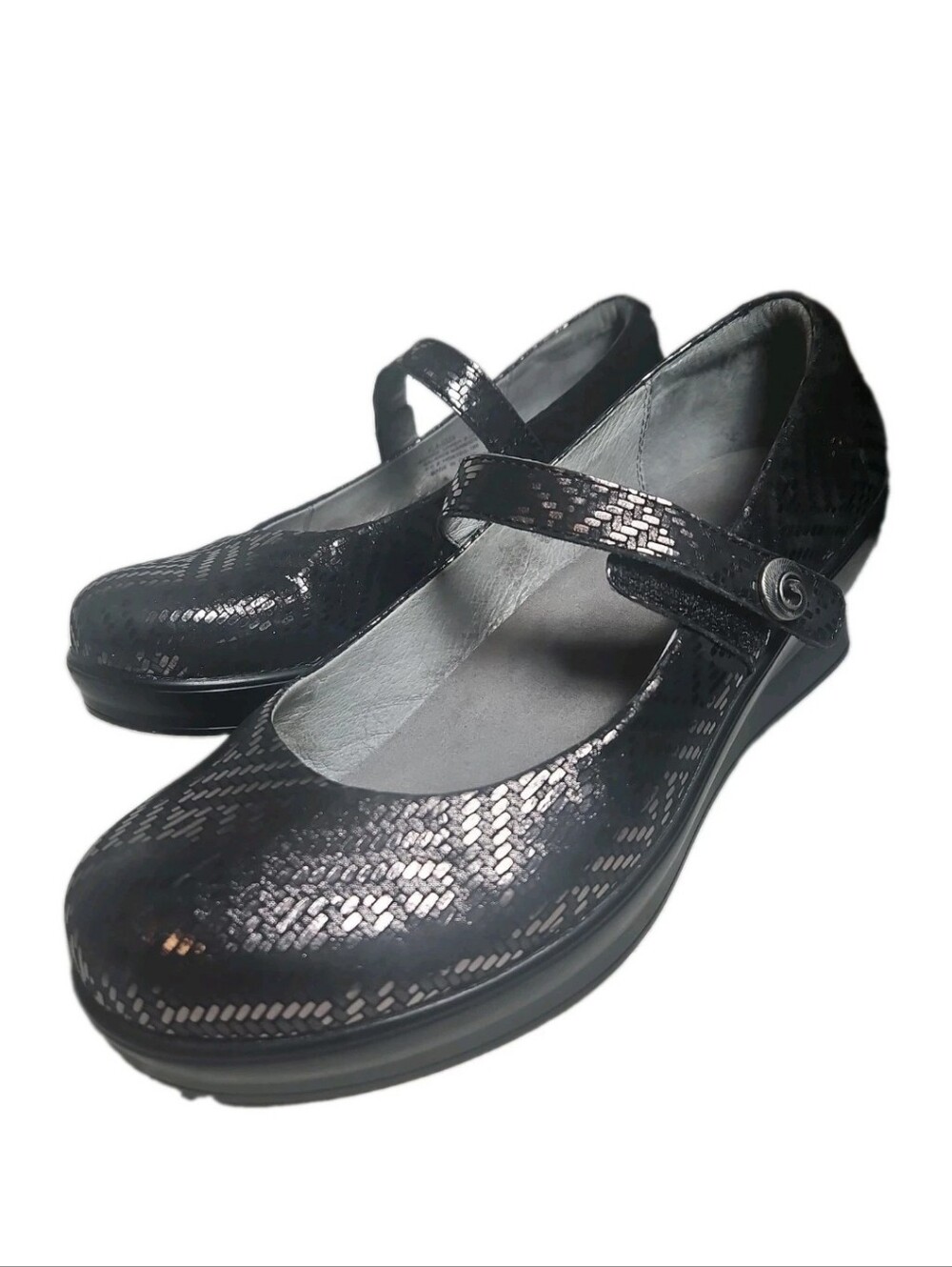 Alegria Women Sz10.5 Mary Jane Pewter Metallic Leather FLA-532X Women Sz10.5[8A